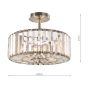 Laura Ashley Fernhurst 3 Light Semi-Flush Antique Brass and Champagne Crystal