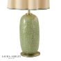 Laura Ashley Silchester Table Lamp Green Ceramic and Antique Brass With Shade
