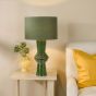 Lagle Table Lamp Green Ceramic and Antique Brass With Shade