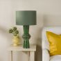 Lagle Table Lamp Green Ceramic and Antique Brass With Shade