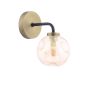 Lainey Wall Light Matt Black and Antique Brass With Closed Organic Amber Glass