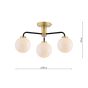Lainey 3 Light Semi-Flush Matt Black and Antique Brass With Opal Glass