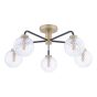 Lainey 5 Light Semi-Flush Matt Black and Antique Brass With Twisted Glass