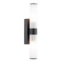 Lars 2 Light Bathroom Wall Light Matt Black and White Frosted Acrylic IP44