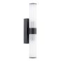 Lars 2 Light Bathroom Wall Light Matt Black and White Frosted Acrylic IP44