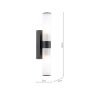 Lars 2 Light Bathroom Wall Light Matt Black and White Frosted Acrylic IP44