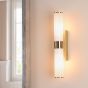 Lars 2 Light Bathroom Wall Light Brushed Gold and White Frosted Acrylic IP44