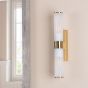 Lars 2 Light Bathroom Wall Light Brushed Gold and White Frosted Acrylic IP44
