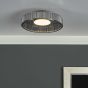 Leena Flush Satin Black and Smoked Ribbed Glass LED