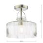 Lenka Semi-Flush Satin Nickel and Ribbed Glass