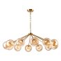 Liora 12 Light Pendant Antique Gold and Amber Ribbed Glass