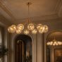Liora 12 Light Pendant Antique Gold and Amber Ribbed Glass