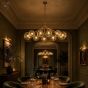 Liora 12 Light Pendant Antique Gold and Amber Ribbed Glass
