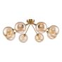 Liora 8 Light Semi-Flush Antique Gold and Amber Ribbed Glass