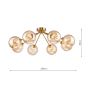 Liora 8 Light Semi-Flush Antique Gold and Amber Ribbed Glass