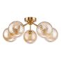 Liora 5 Light Semi-Flush Antique Gold and Amber Ribbed Glass