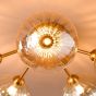 Liora 5 Light Semi-Flush Antique Gold and Amber Ribbed Glass
