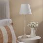 Lupo Table Lamp Matt Cream With Linen Scalloped Shade