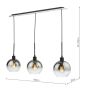 Lycia 3 Light Bar Pendant Matt Black and Smoked Ombre Glass