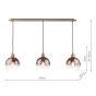 Lycia 3 Light Bar Pendant Satin Bronze and Bronze Ombre Glass