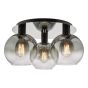 Lycia 3 Light Flush Matt Black Smoked Ombre Glass 