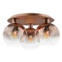 Lycia 3 Light Flush Satin Bronze and Bronze Ombre Glass
