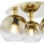 Lycia 3 Light Flush Satin Gold and Gold Ombre Glass
