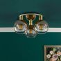 Lycia 3 Light Flush Satin Gold and Gold Ombre Glass