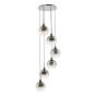 Lycia 6 Light Cluster Pendant Matt Black and Smoked Ombre Glass