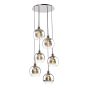 Lycia 6 Light Cluster Pendant Matt Black and Smoked Ombre Glass