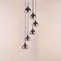 Lycia 6 Light Cluster Pendant Matt Black and Smoked Ombre Glass