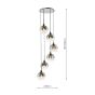 Lycia 6 Light Cluster Pendant Matt Black and Smoked Ombre Glass