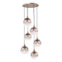 Lycia 6 Light Cluster Pendant Satin Bronze and Bronze Ombre Glass