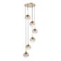 Lycia 6 Light Cluster Pendant Satin Gold and Gold Ombre Glass