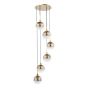 Lycia 6 Light Cluster Pendant Satin Gold and Gold Ombre Glass