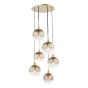 Lycia 6 Light Cluster Pendant Satin Gold and Gold Ombre Glass