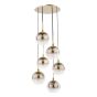 Lycia 6 Light Cluster Pendant Satin Gold and Gold Ombre Glass