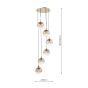 Lycia 6 Light Cluster Pendant Satin Gold and Gold Ombre Glass