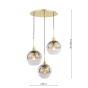 Lycia 3 Light Cluster Pendant Satin Gold and Gold Ombre Glass
