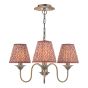 Lydian 3 Light Pendant Antique Bronze With Red Leaf Print Shades