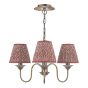 Lydian 3 Light Pendant Antique Bronze With Red Leaf Print Shades