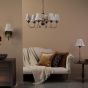 Lydian Wall Light Antique Bronze With Linen Scalloped Pleated Shade