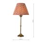 Lydian Table Lamp Antique Bronze With Red Leaf Print Shade