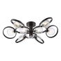 Lynette 9 Light Semi-Flush Satin Black With Twisted Glass