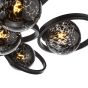 Lynette 9 Light Semi-Flush Satin Black With Black Confetti Glass