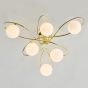 Lysandra 6 Light Semi-Flush Polished Gold and Opal Glass