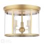 Marble Hill 3 Light Flush Aged Brass and Glass