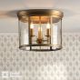 Marble Hill 3 Light Flush Aged Brass and Glass