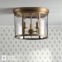 Marble Hill 3 Light Flush Aged Brass and Glass