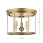 Marble Hill 3 Light Flush Aged Brass and Glass